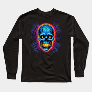 Neon skull with spider webs Long Sleeve T-Shirt